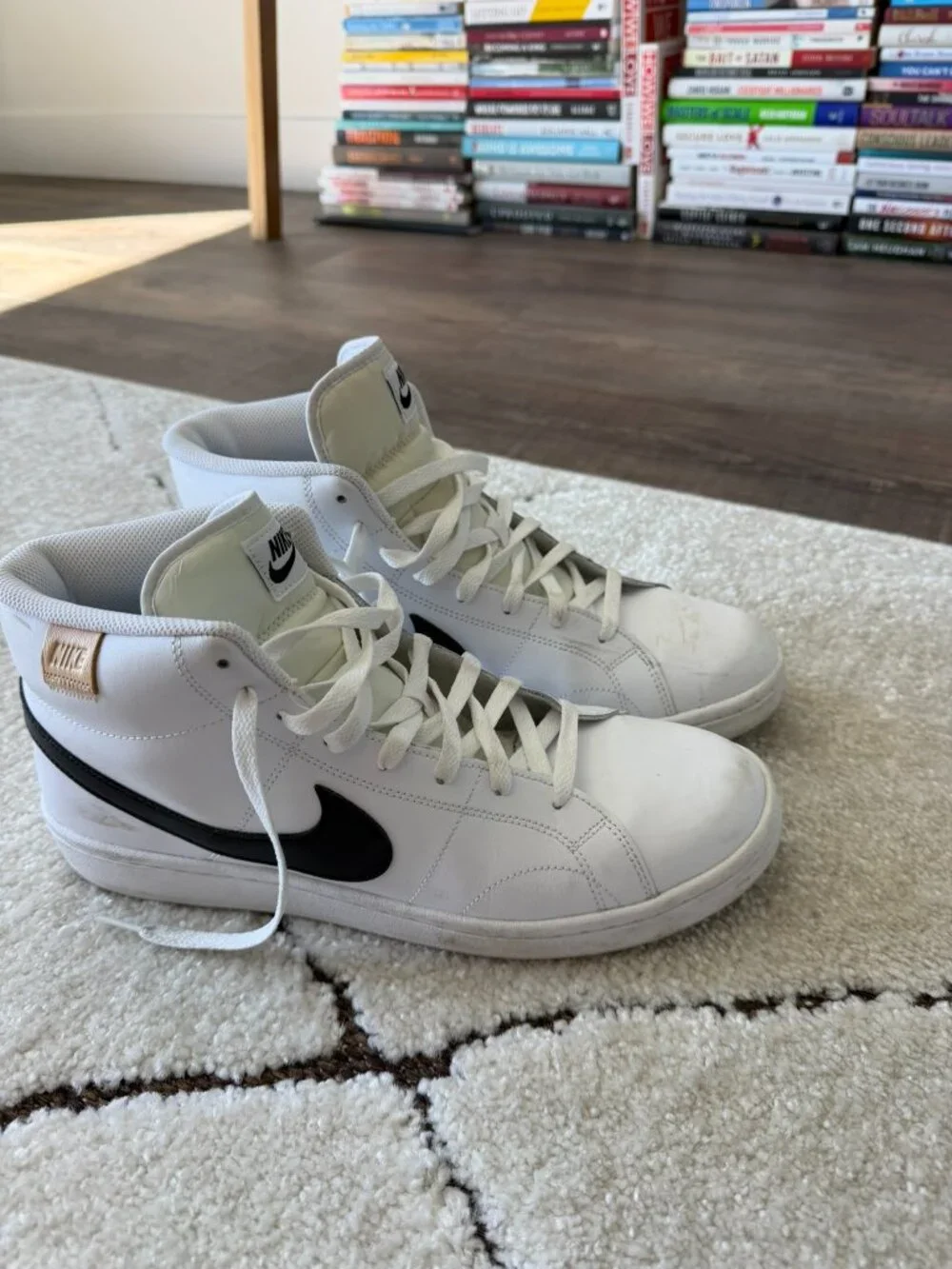 Nike White and Black Mid-Top Athletic Shoes